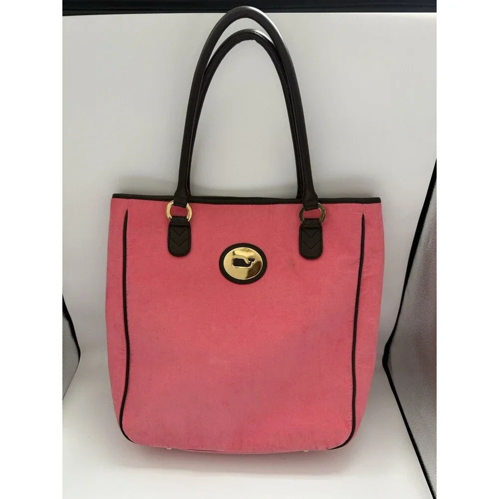 Vineyard Vines Large Pink Corduroy Tote Bag Diaper Bag Vinyl Lined 14